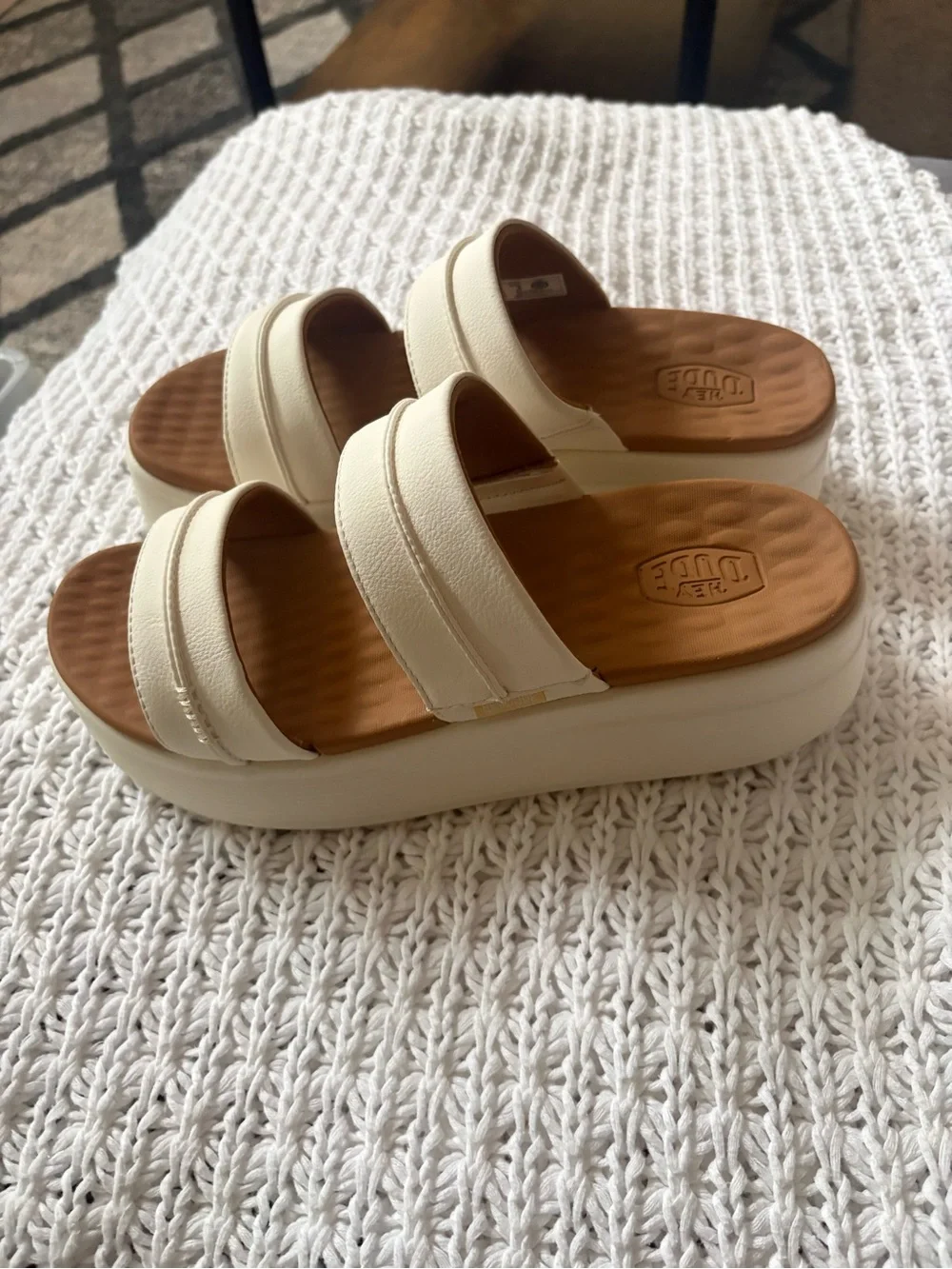 HEY DUDE WOMENS AUSTIN SLIDE CLASSIC SANDAL white size 10W new